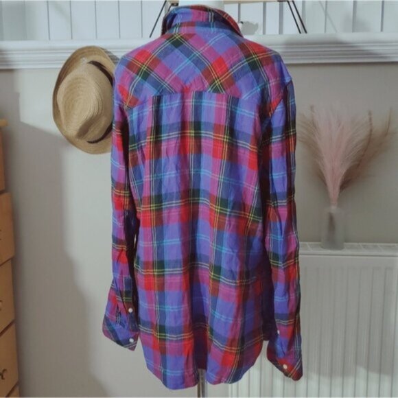GAP Super Soft Purple "DRAPEY" Plaid Flannel Shirt - Picture 3 of 16
